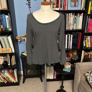 Boden Monochrome Striped Long Sleeve Top